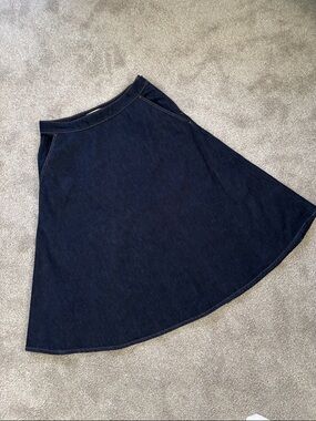 Madewell Dark Blue Denim A-Line Midi Skirt